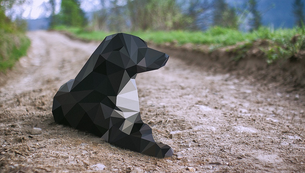 Talking Dog — Low-poly dog illustration representing creative digital craft